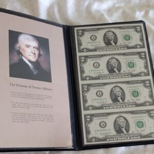 2009 Uncirculated Sheet Of Four $2 Bills Uncut, In Display Book